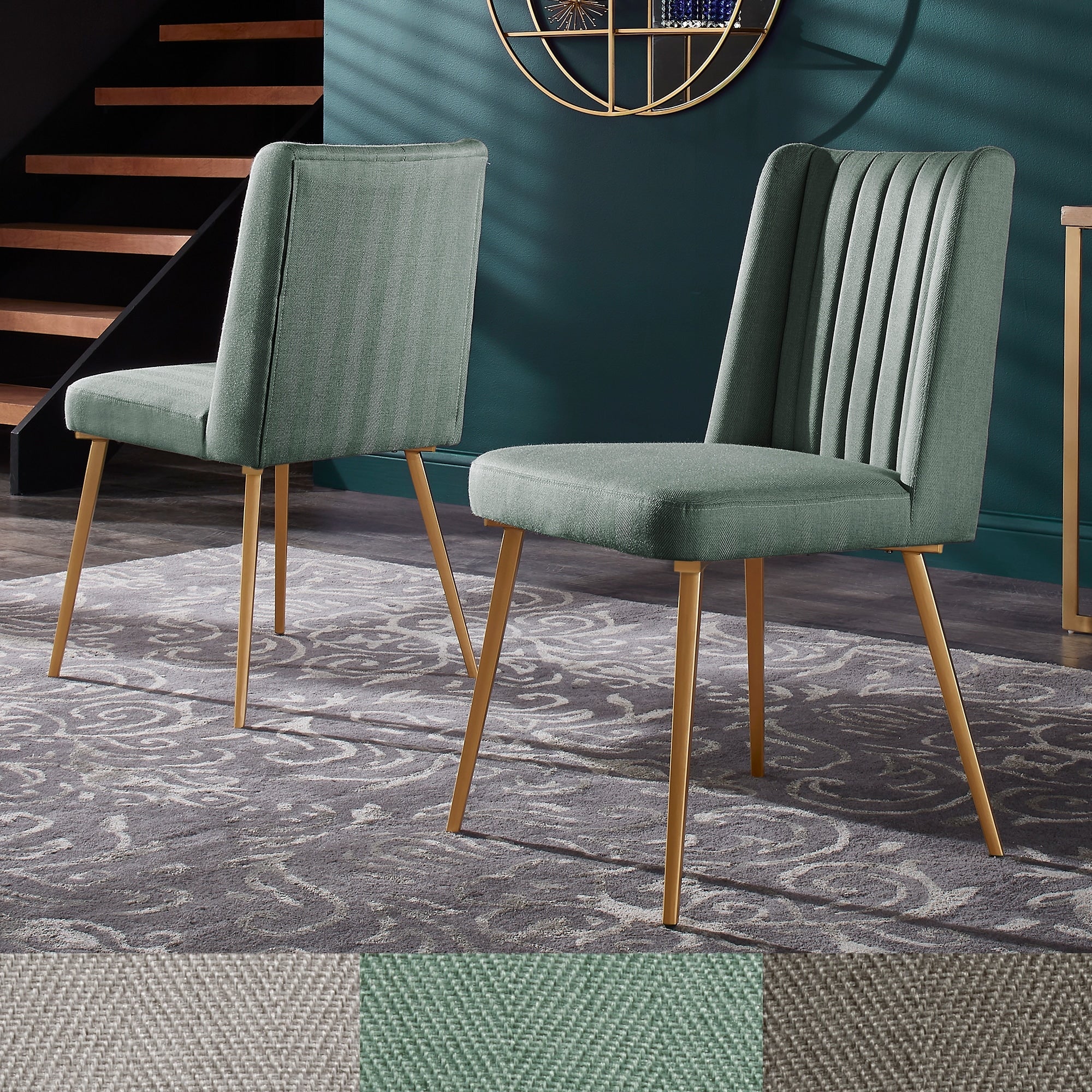 Jose Gold Finish Fabric Dining Chair By Inspire Q Modern
