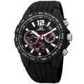 Joshua Sone Mens Quartz Multifunction Tachymeter Black Strap Watch