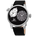 Joshua Sons Mens Dual Time Black Leather Strap Watch