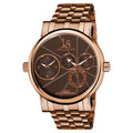 Joshua Sons Mens Dual Time Stainless Steel Rose Tone Watch
