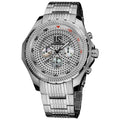 Joshua Sons Mens Large Dial Quartz Chronograph Stainless Steel Silver Tone Bracelet Watch