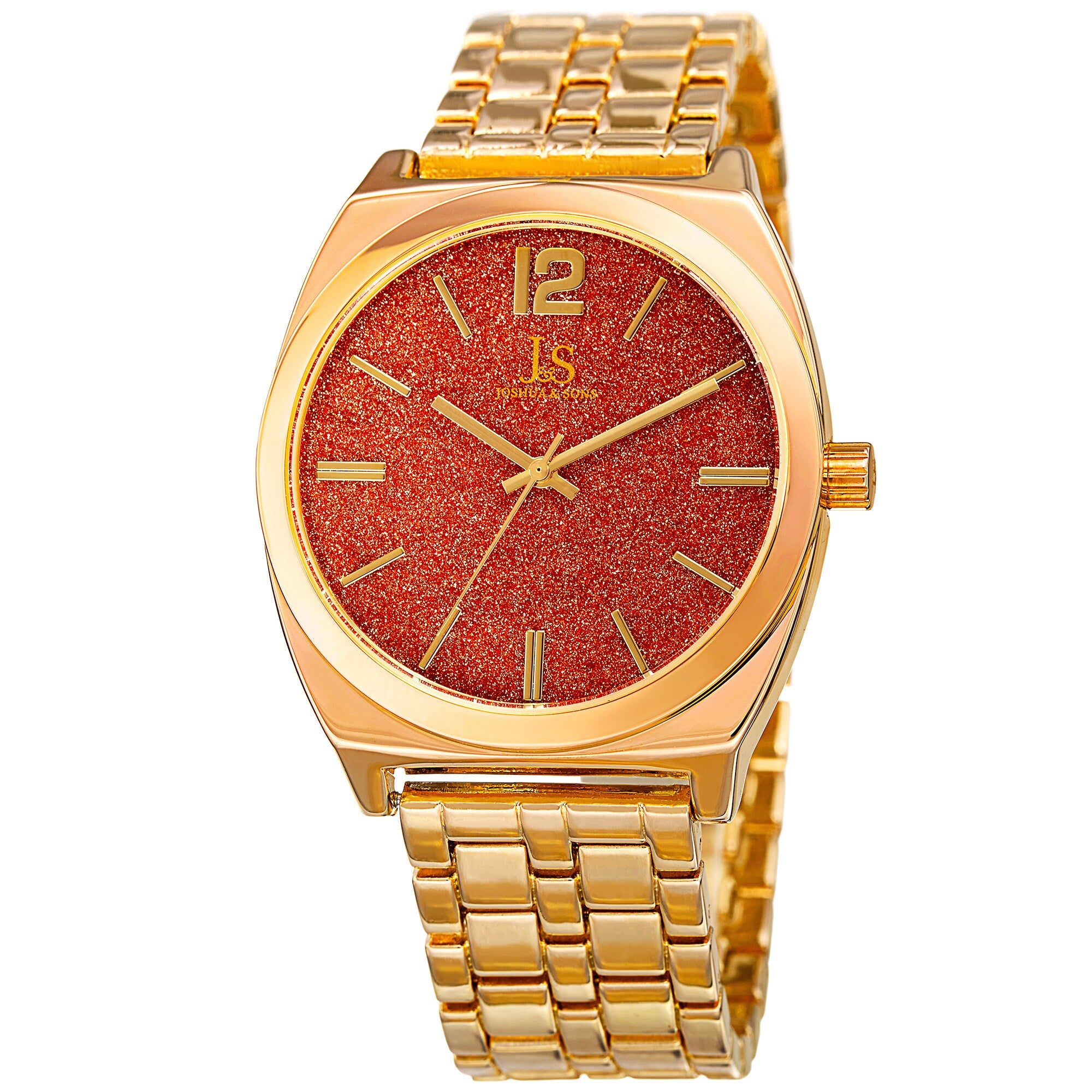 Joshua Sons Mens Quartz Easy To Read Gold Tone Bracelet Watch