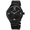 Joshua Sons Mens Quartz Etched Pattern Dial Edgy Black Bracelet Watch