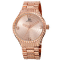 Joshua Sons Mens Quartz Etched Pattern Dial Edgy Rose Tone Bracelet Watch Gold