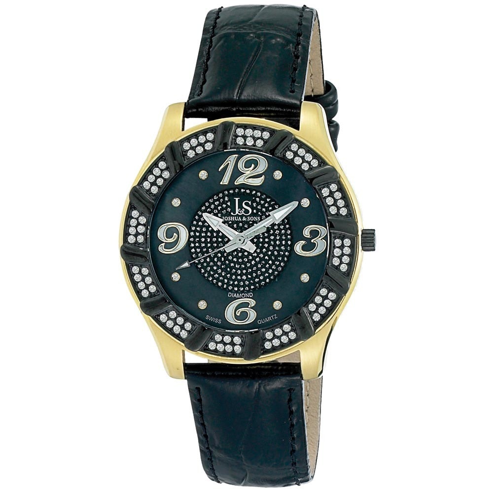 Joshua Sons Mens Swiss Quartz Diamond Swirl Gold Tone Watch