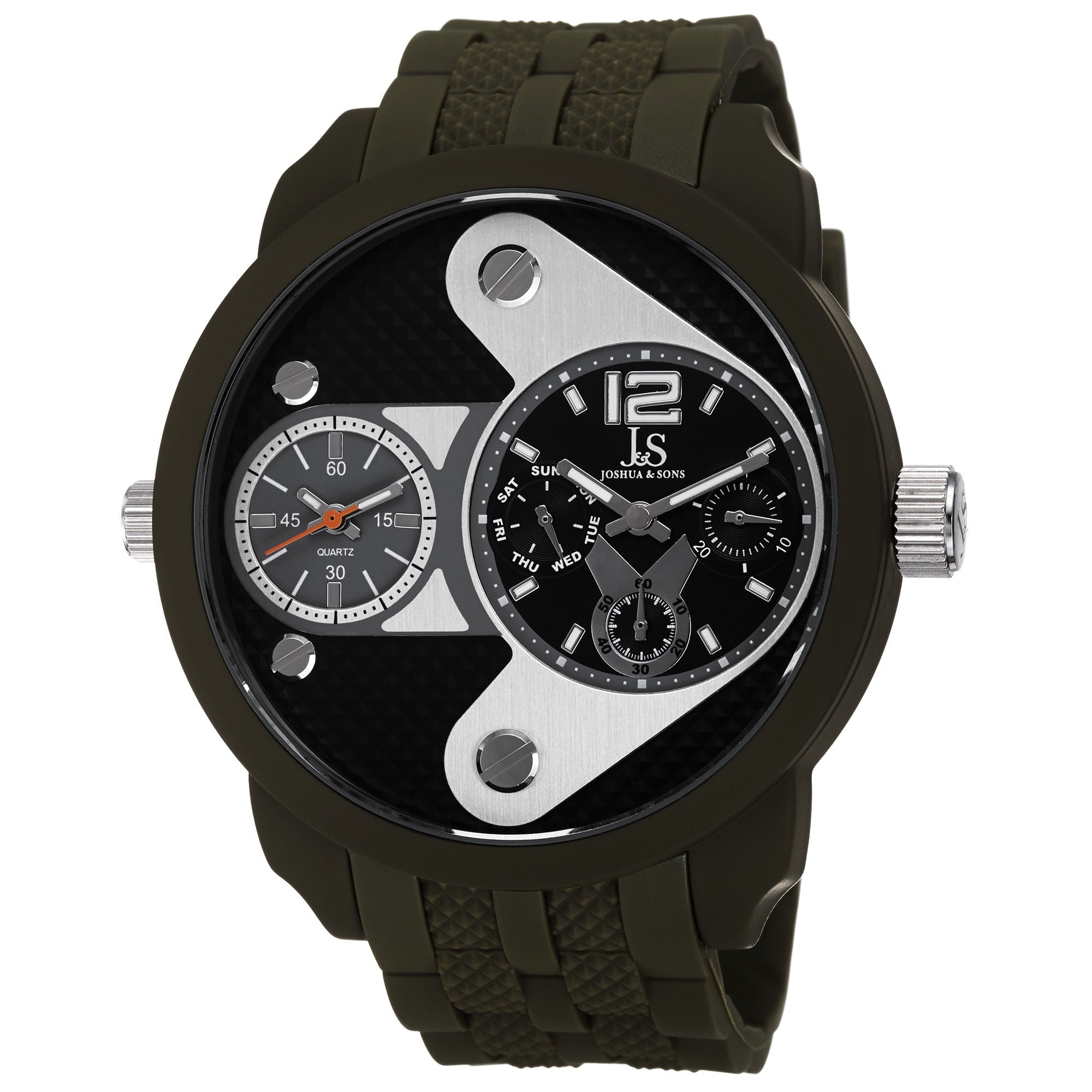 Joshua Sons Mens Swiss Quartz Dual Time Multifunction Green Strap Watch