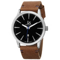 Joshua Sons Mens Swiss Quartz Glossy Dial Contrast Stitching Leather Strap Watch
