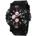 Joshua Sons Mens Swiss Quartz Multifunction Dual Time Black Strap Watch