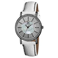 Joshua Sons Womens Swiss Quartz Stainless Steel Leather Black Strap Crystal Watch White