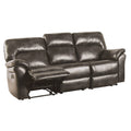 Josy Manual Recliner Sofa Pillow Top Dark Gray Faux Leather 88 Inch
