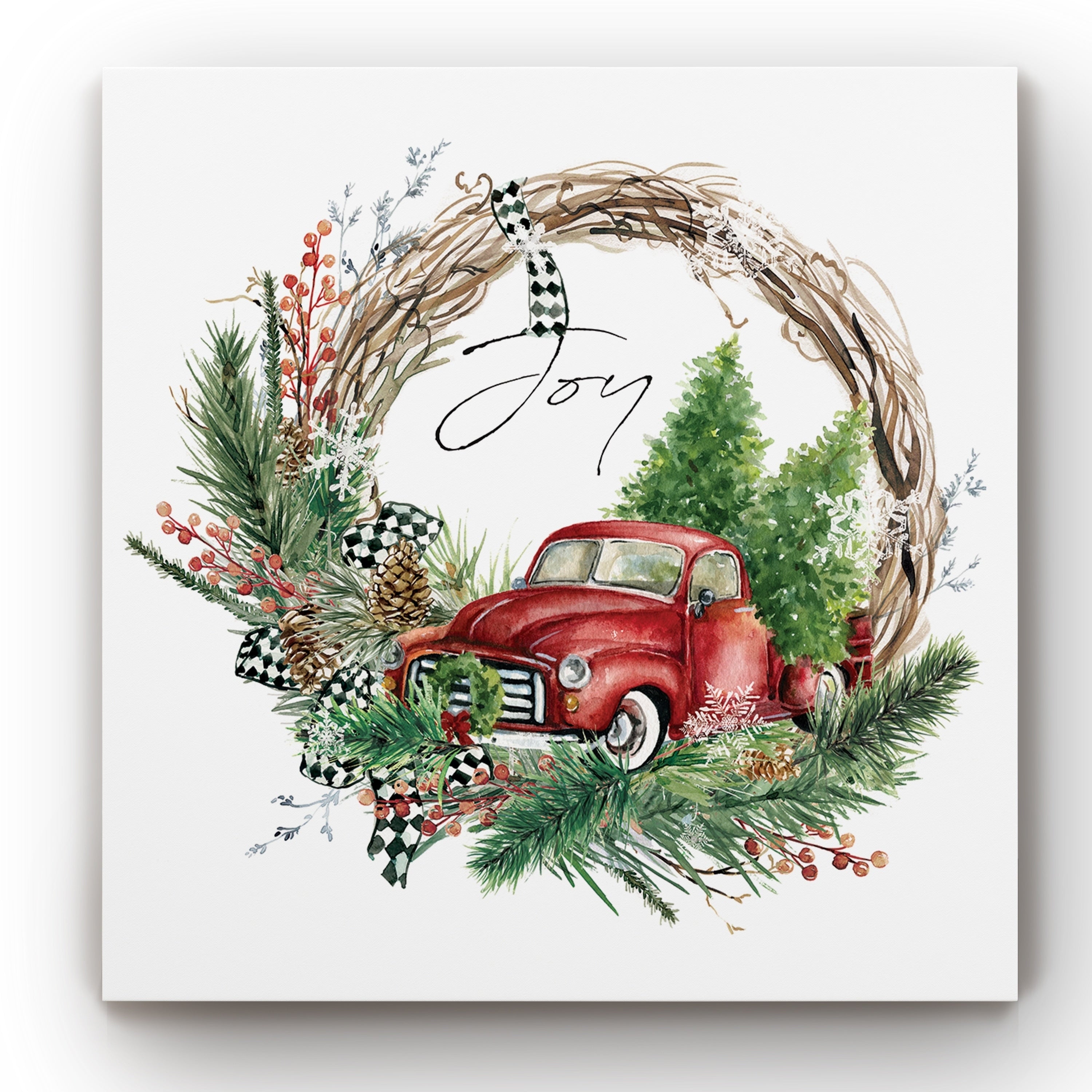 Joy Truck Wreath Gallery Wrapped Canvas