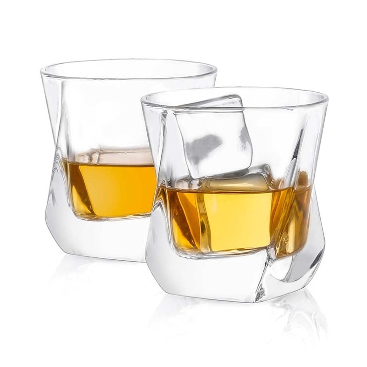 Joyjolt Aurora Non Leaded Crystal Old Fashioned Whiskey Glasses 8.1 Ounce Set Of 2