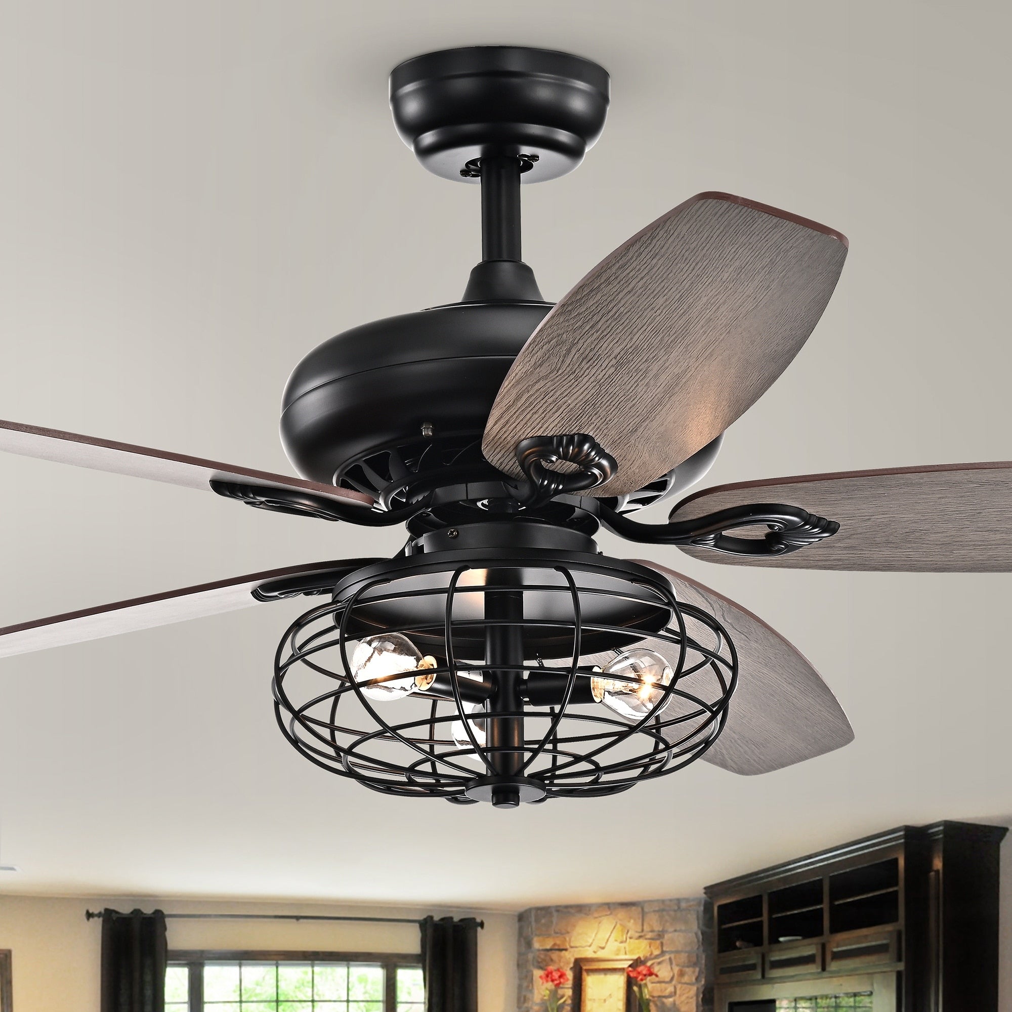 Joye Matte Black 52 Inch 5 Blade Lighted Ceiling Fan
