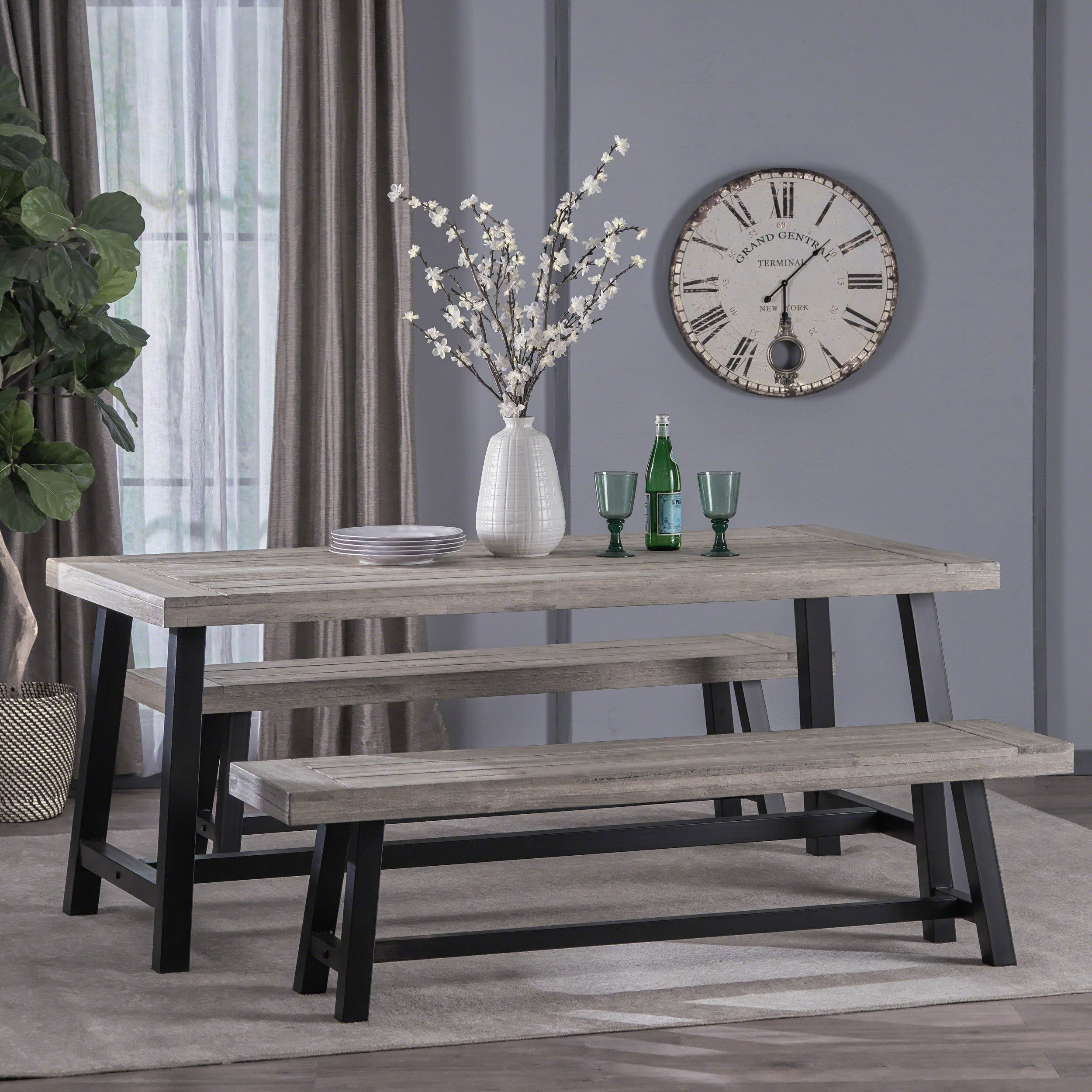 Jubilee Indoor Farmhouse 3 Piece Acacia Wood Picnic Set By Christopher Knight Home