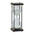 Judy Decorative Hourglass Timer Brown Wood Black Iron Rods Glass 12 Inch