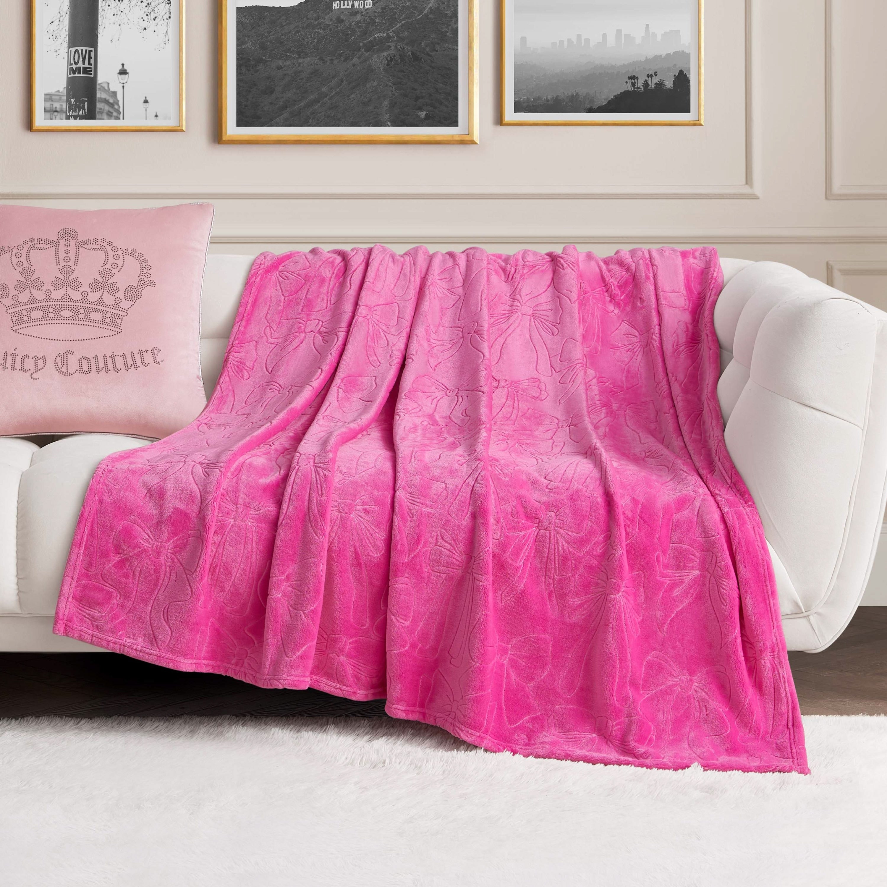 Juicy Couture 60 X70 Embossed Plush Throw Blankets
