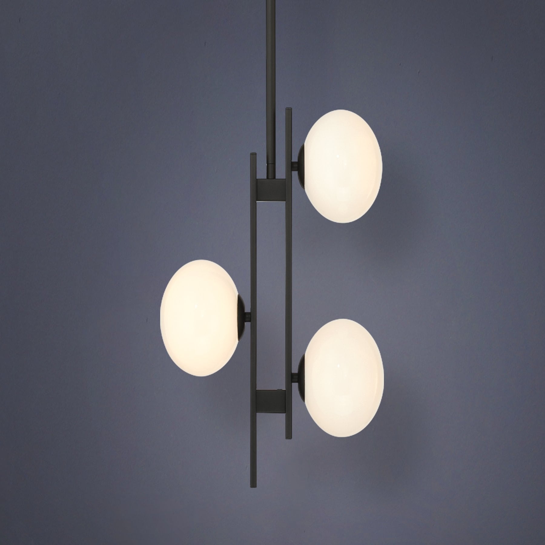 Julep 12 Inch 3 Light Matte Black Pendant Light With Opal Glass Shades