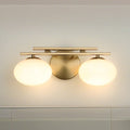 Julep 16 Inch 2 Light Brushed Gold Vanity Light With Opal Glass Shades