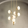 Julep 22 Inch 9 Light Brushed Gold Chandelier With Opal Glass Shades L 22.25 X W 22.25 X H 19.5 X M H 86.5