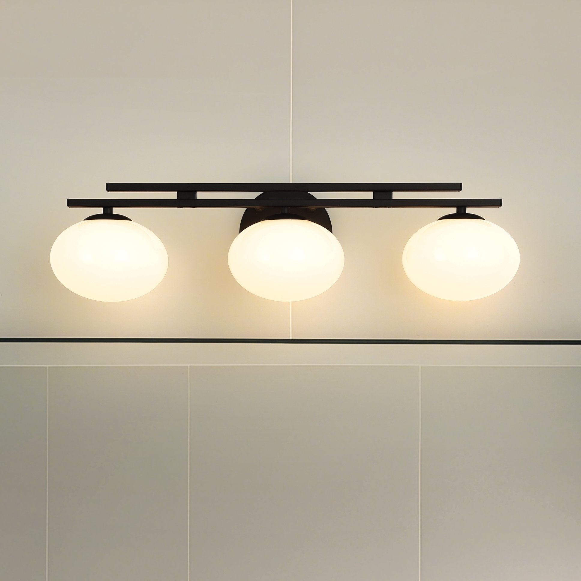 Julep 24 Inch 3 Light Matte Black Vanity Light With Opal Glass Shades