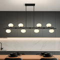 Julep 64 Inch 8 Light Matte Black Linear Chandelier With Opal Glass Shades L 64 X W 6 X H 11.25 X M H 63.75