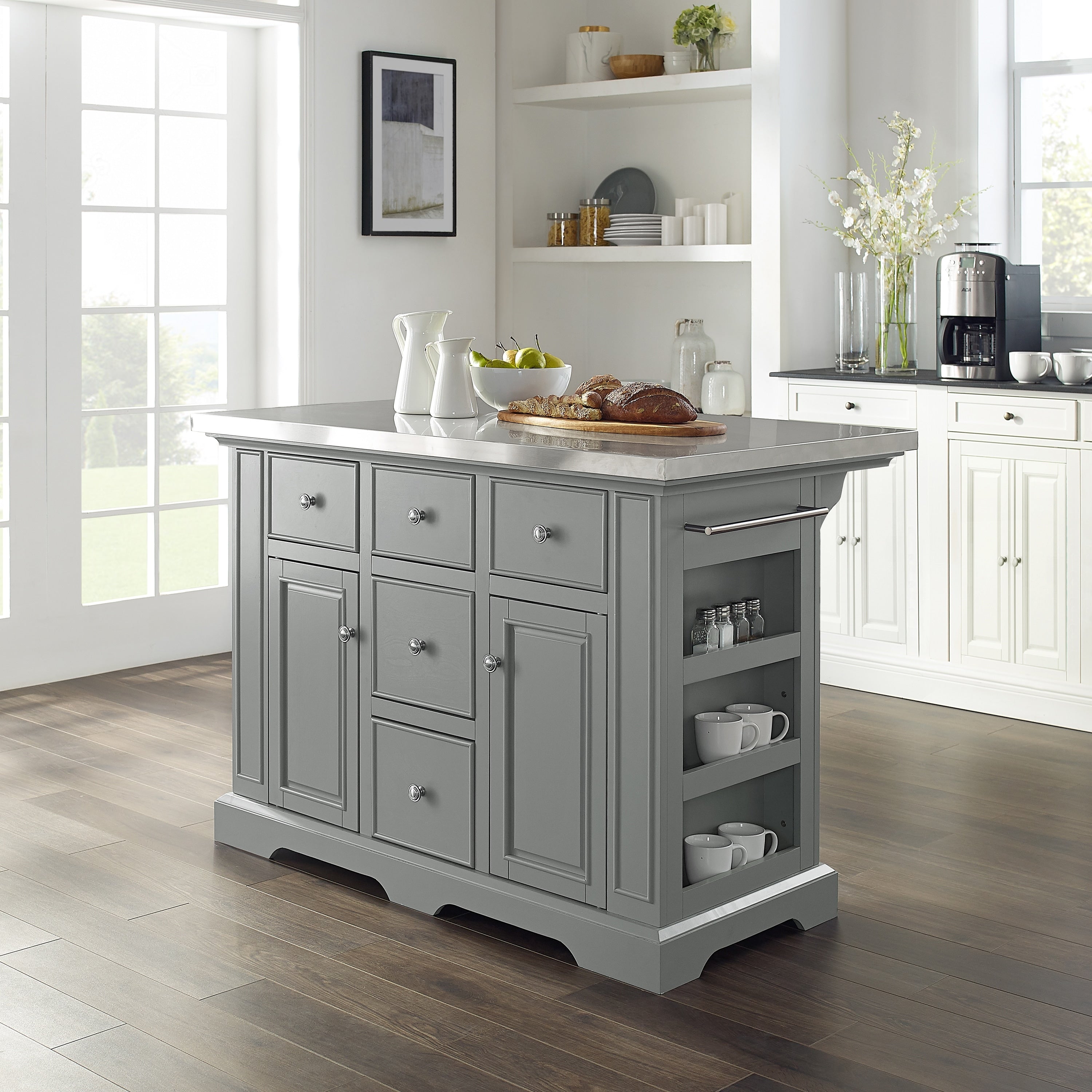 Julia Stainless Steel Top Kitchen Island 50 W X 32 D X 36 H