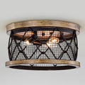 Julie Matte Black 3 Light Metal Drum Shade Flush Mount