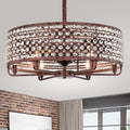 Juliet Rustic Bronze 28 Inch 6 Light Fandelier Lighted Ceiling Fan