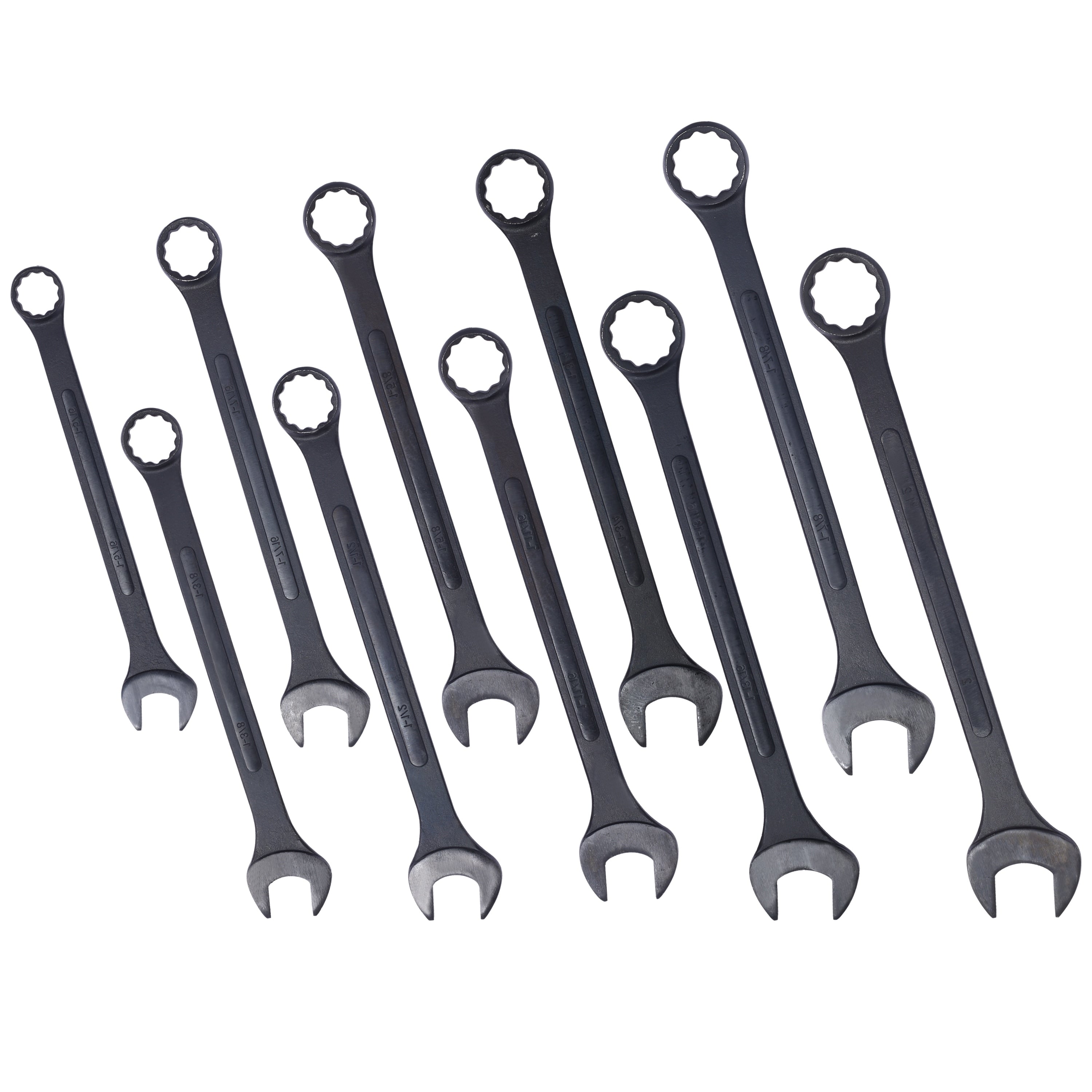 Jumbo Combination Wrench Set Extra Large 10 Pc Sae Black Oxide Jumbo Combo Wrench Set 1 5 16 2 With Pouch