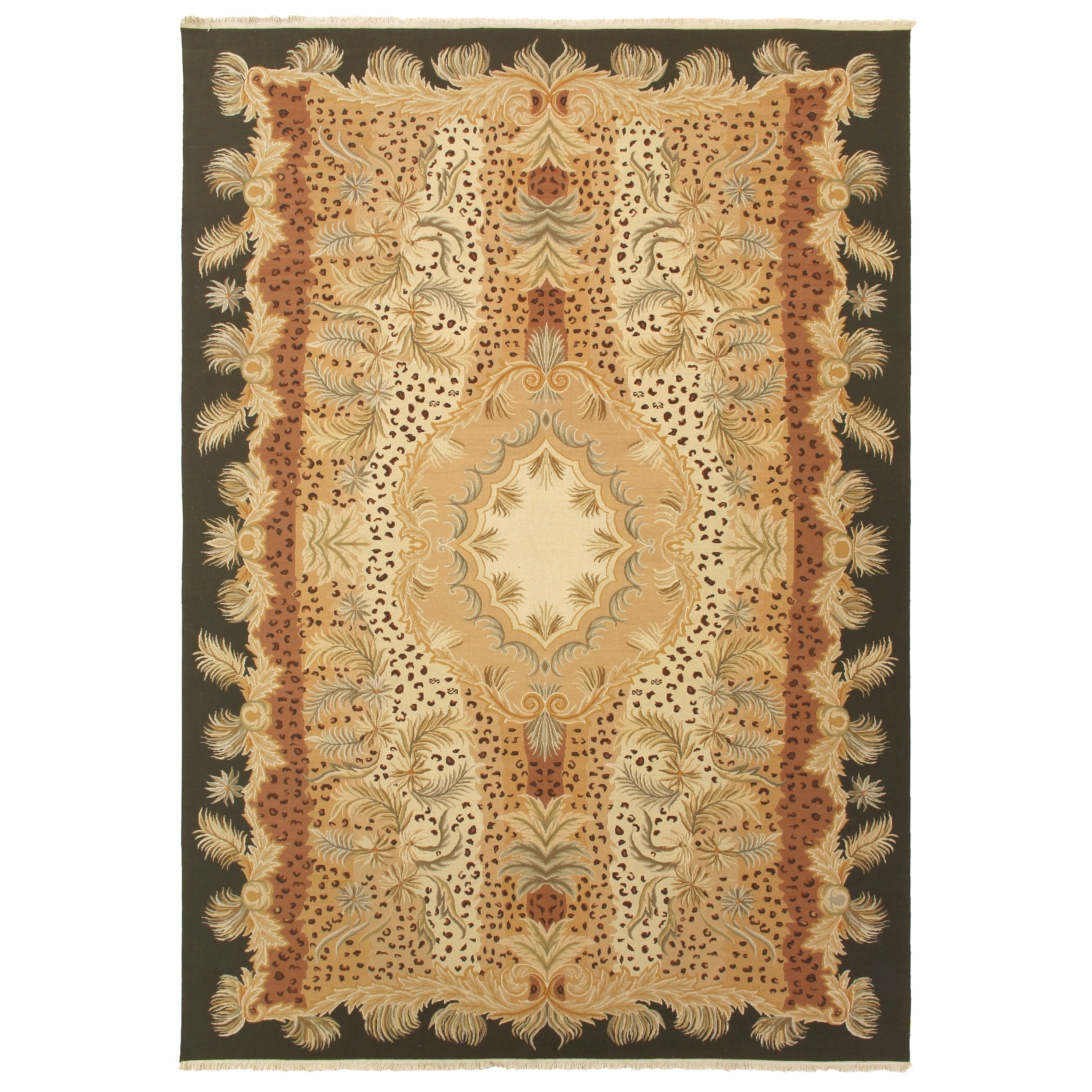 Jungle Flatweave New Zealand Wool White Beige Area Rug