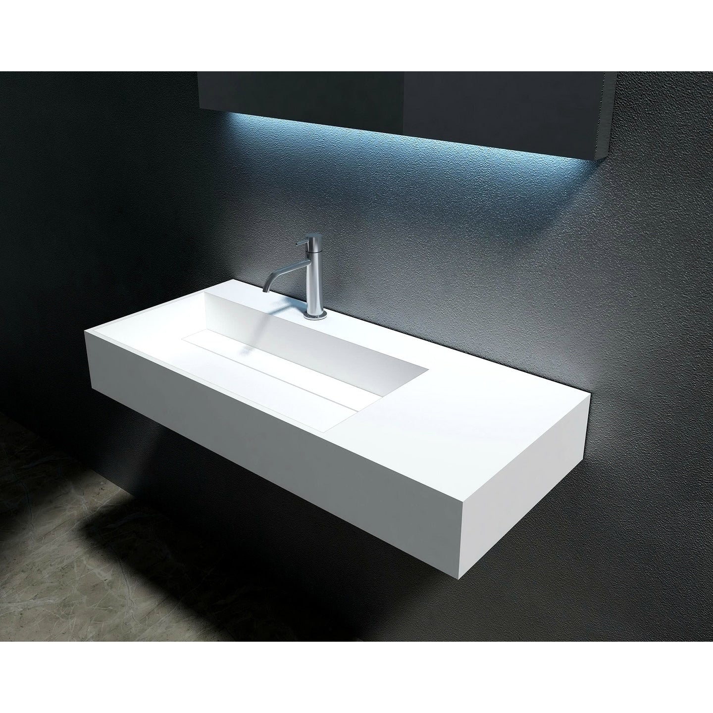 Juniper 36 Solid Surface Wall Mounted Sink Left Basin