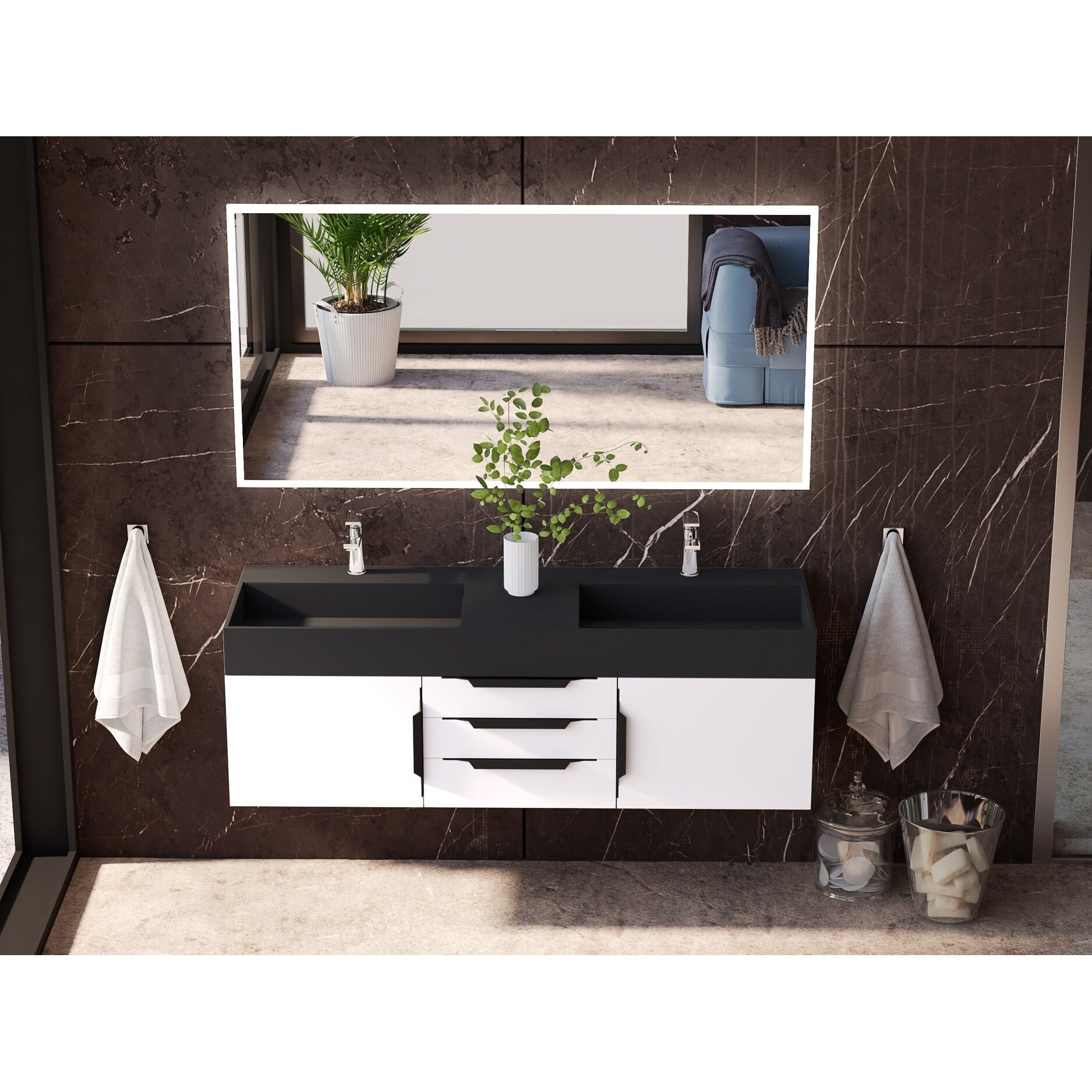 Juniper 60 Solid Surface Bathroom Vanity Top
