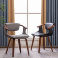 Jurek Pu Leather Wood Upholstered Dining Arm Chair Open Back Set 2