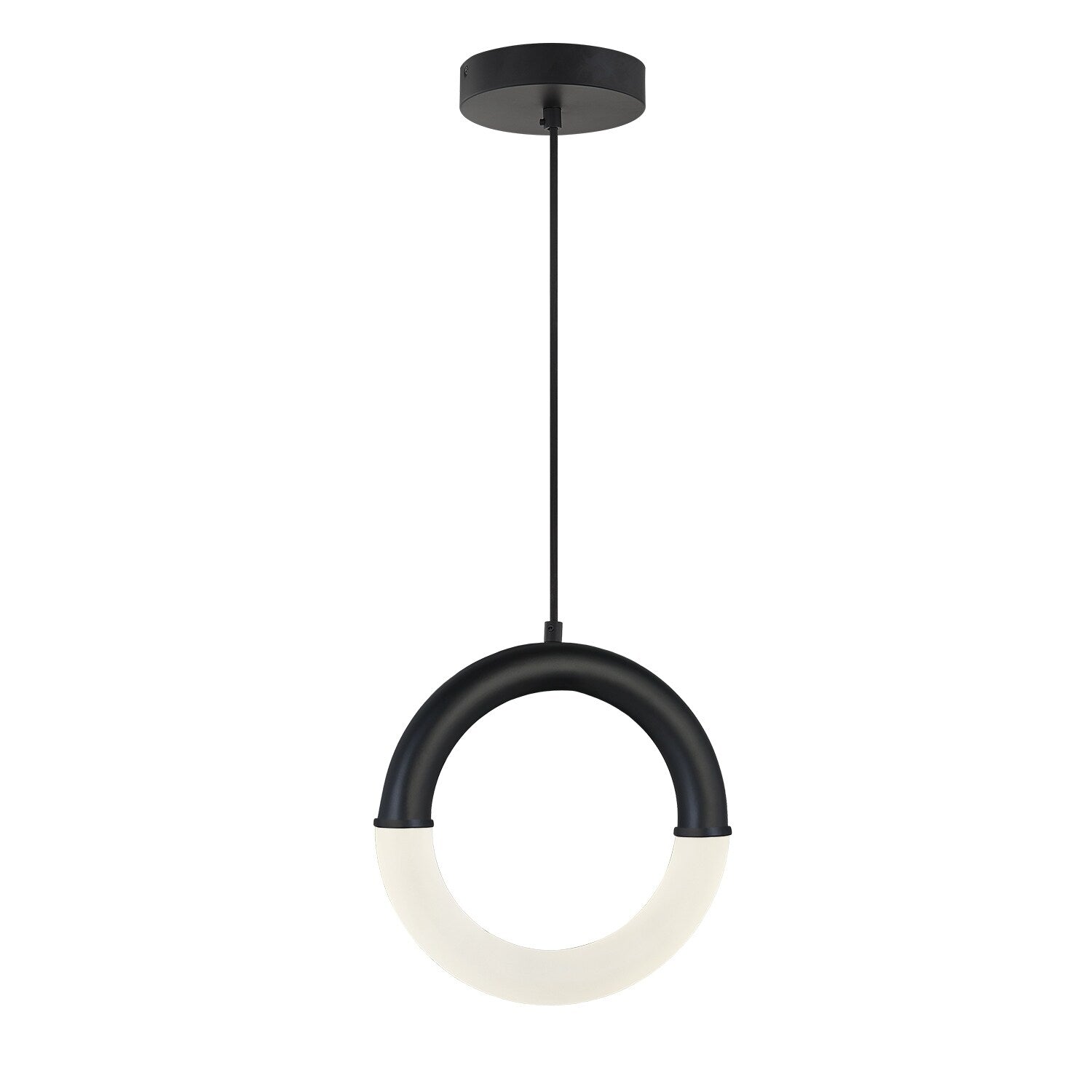 Justice Design Acryluxe Revolve 11 Inch Matte Black Led Pendant With Frosted Acrylic