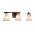 Justice Design Group Alabaster Rocks Era 3 Light Dark Bronze Bath Bar Round Flared Shade