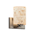 Justice Design Group Alabaster Rocks Era 1 Light Brushed Nickel Wall Sconce Cylinder Flat Rim Shade
