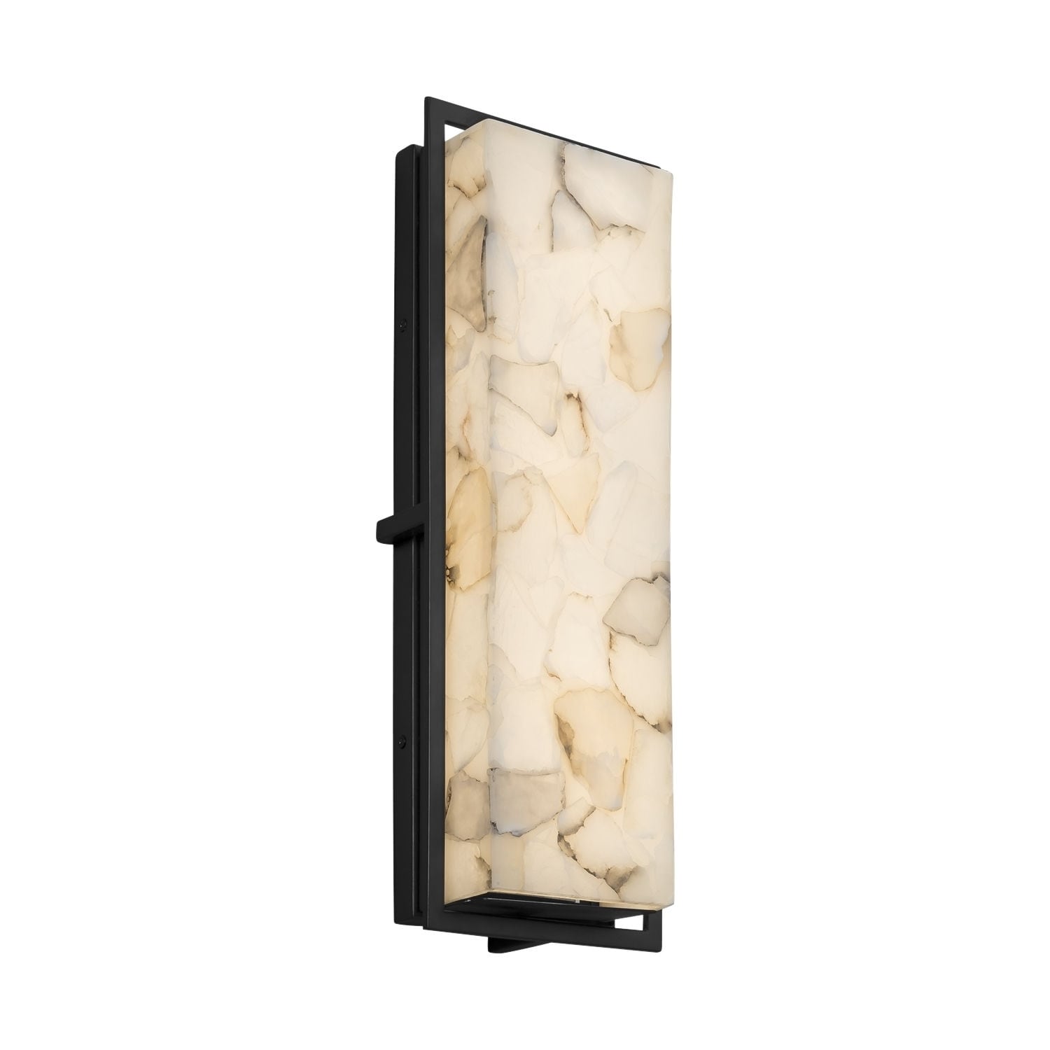 Justice Design Group Alabaster Rocks Avalon Matte Black Ada Large Outdoor Wall Sconce