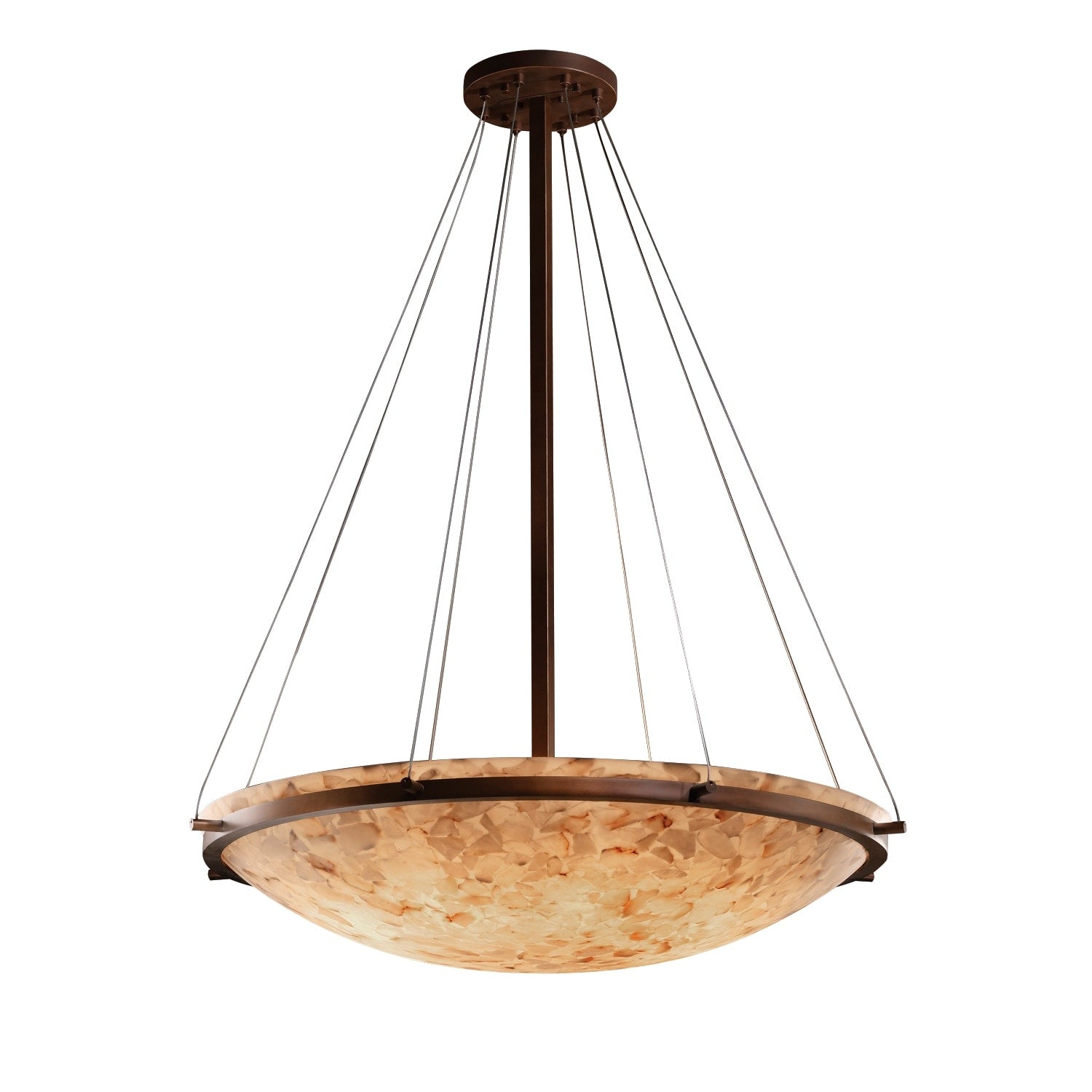 Justice Design Alabaster Rocks Ring Dark Bronze 8 Light Pendant Alabaster Rocks Round Bowl Shade