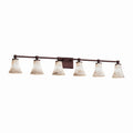 Justice Design Group Alabaster Rocks Tetra 6 Light Dark Bronze Bath Bar Round Flared Shade