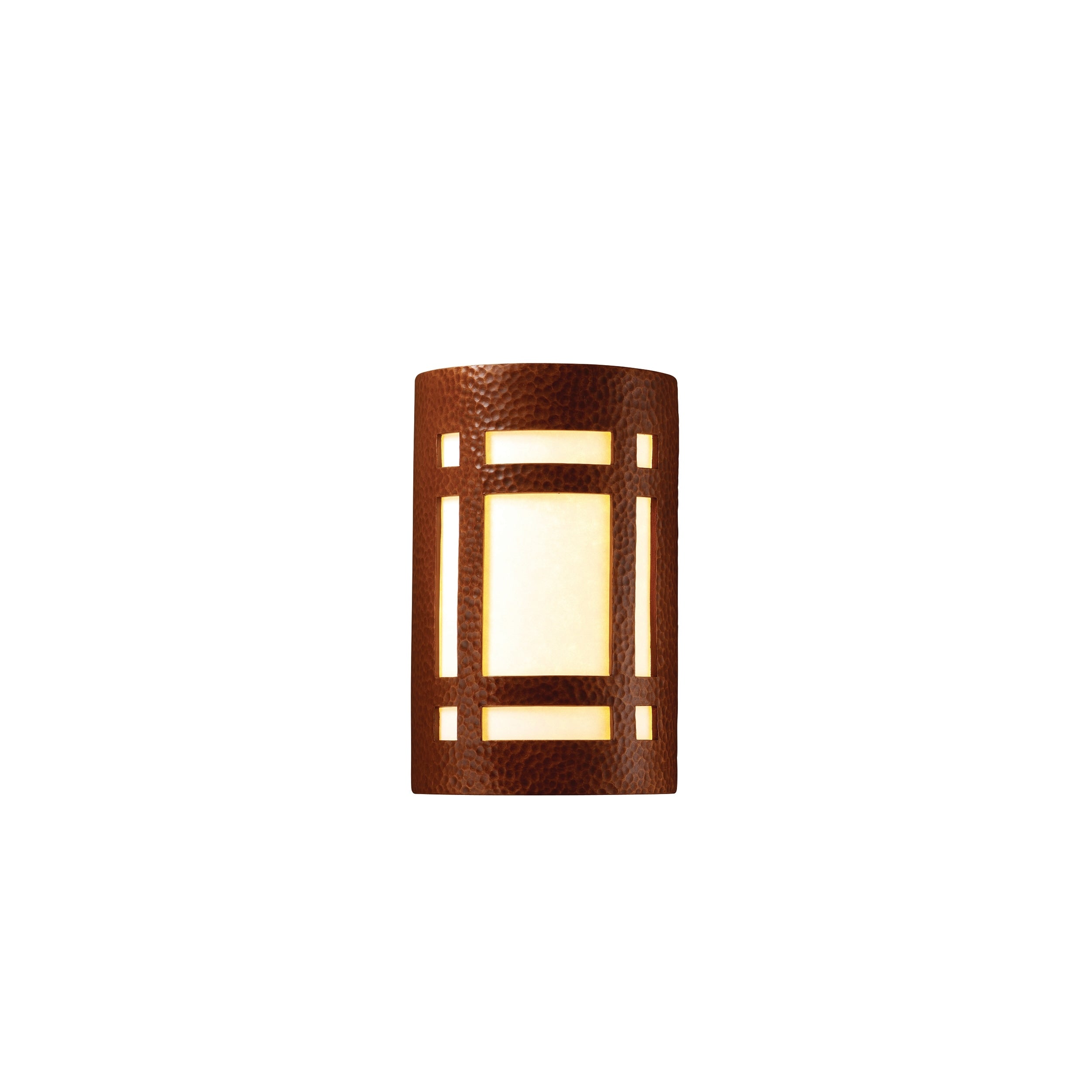 Justice Design Group Ambiance Ada Hammered Copper Small Craftsman Window Wall Sconce