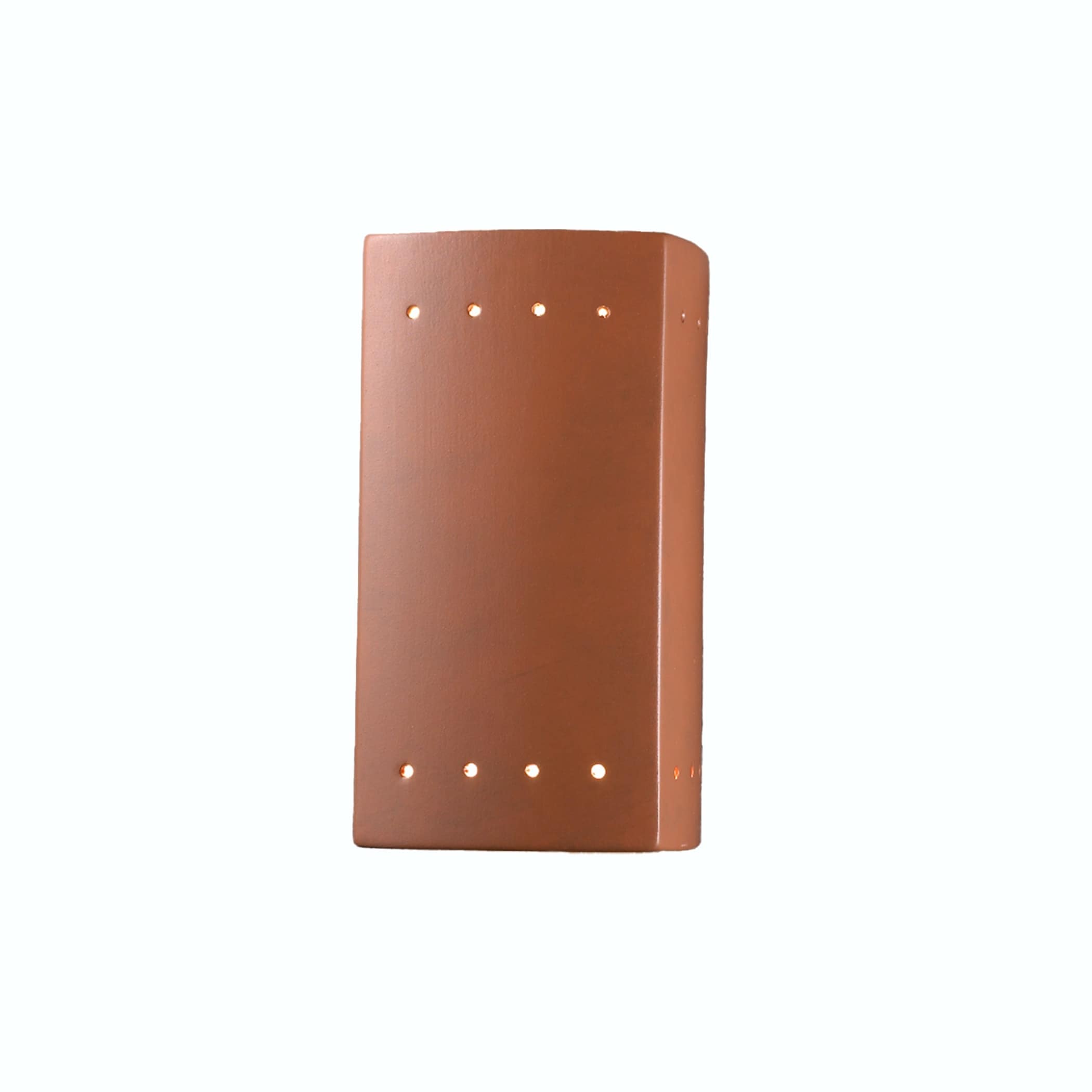 Justice Design Ambiance Ada Outdoor Small Ceramic Rectangle Wall Sconce W Perfs And Open Top Bottom