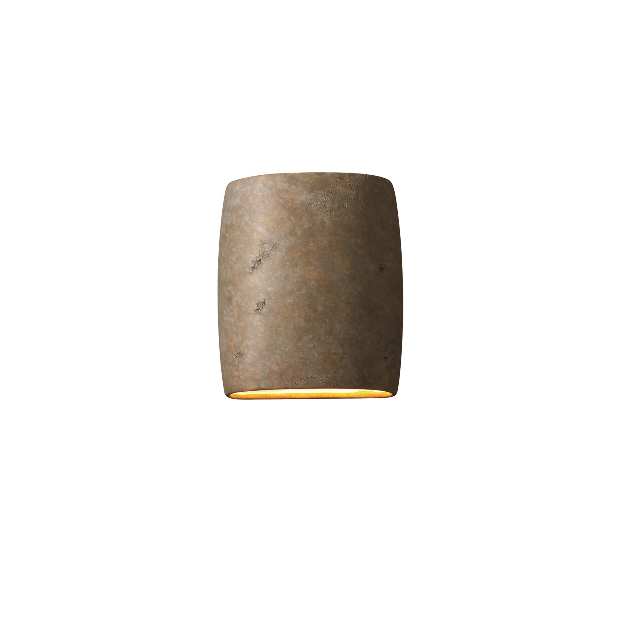Justice Design Ambiance Ada Outdoor Small Ceramic Wide Cylinder Wall Sconce With Open Top Bottom