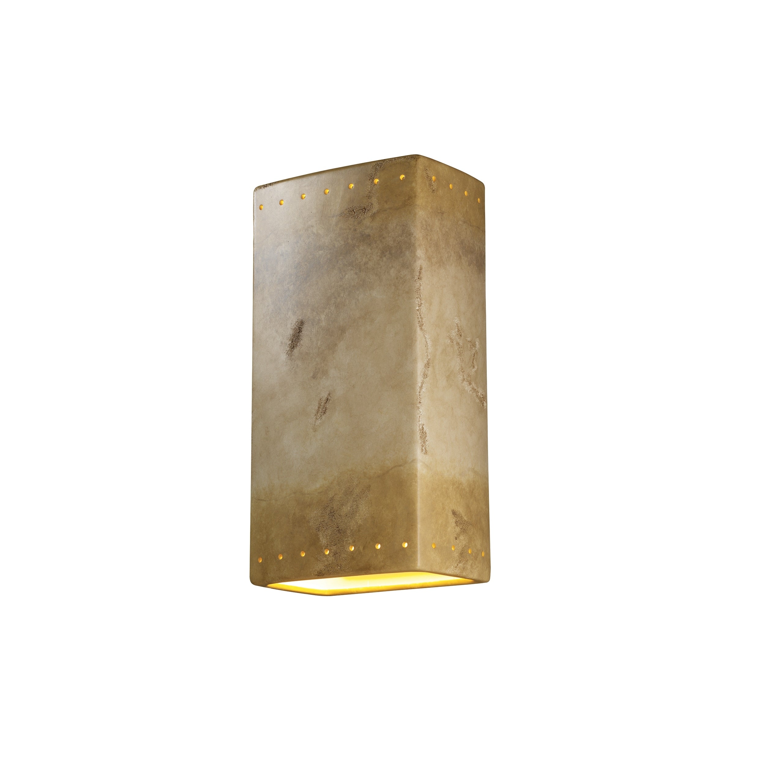 Justice Design Group Ambiance Greco Travertine Outdoor Really Big Rectangle With Perfs Wall Sconce