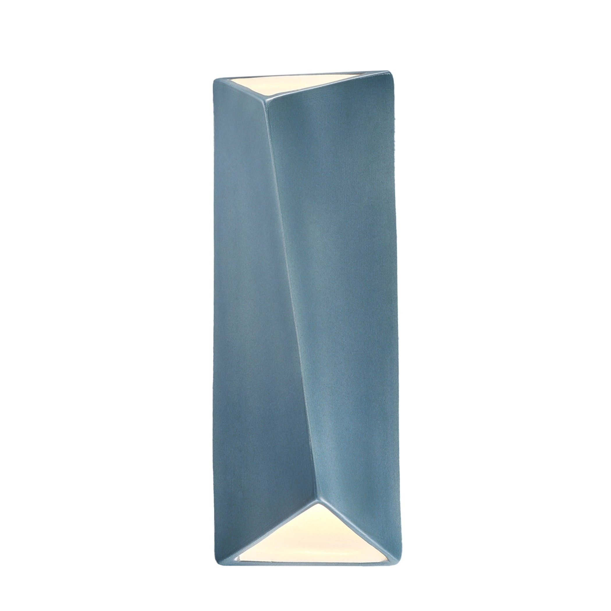 Justice Design Ambiance Large Led Ceramic Diagonal Rectangle Wall Scone With Open Top Bottom