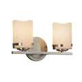 Justice Design Group Candlearia Atlas 2 Light Brushed Nickel Bath Bar Cream Cylinder Melted Rim Shade