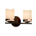 Justice Design Group Candlearia Atlas 2 Light Dark Bronze Bath Bar Cream Cylinder Melted Rim Shade