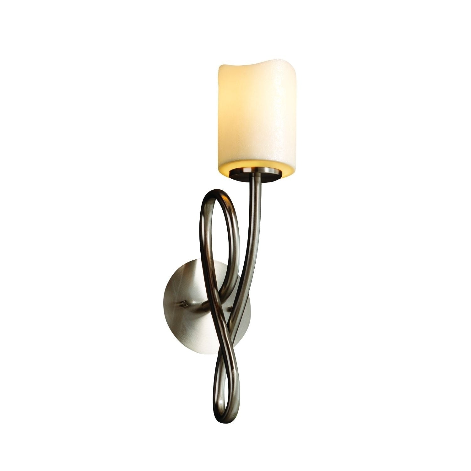 Justice Design Group Candlearia Capellini 1 Light Brushed Nickel Wall Sconce Cream Cylinder Melted Rim Shade Silver