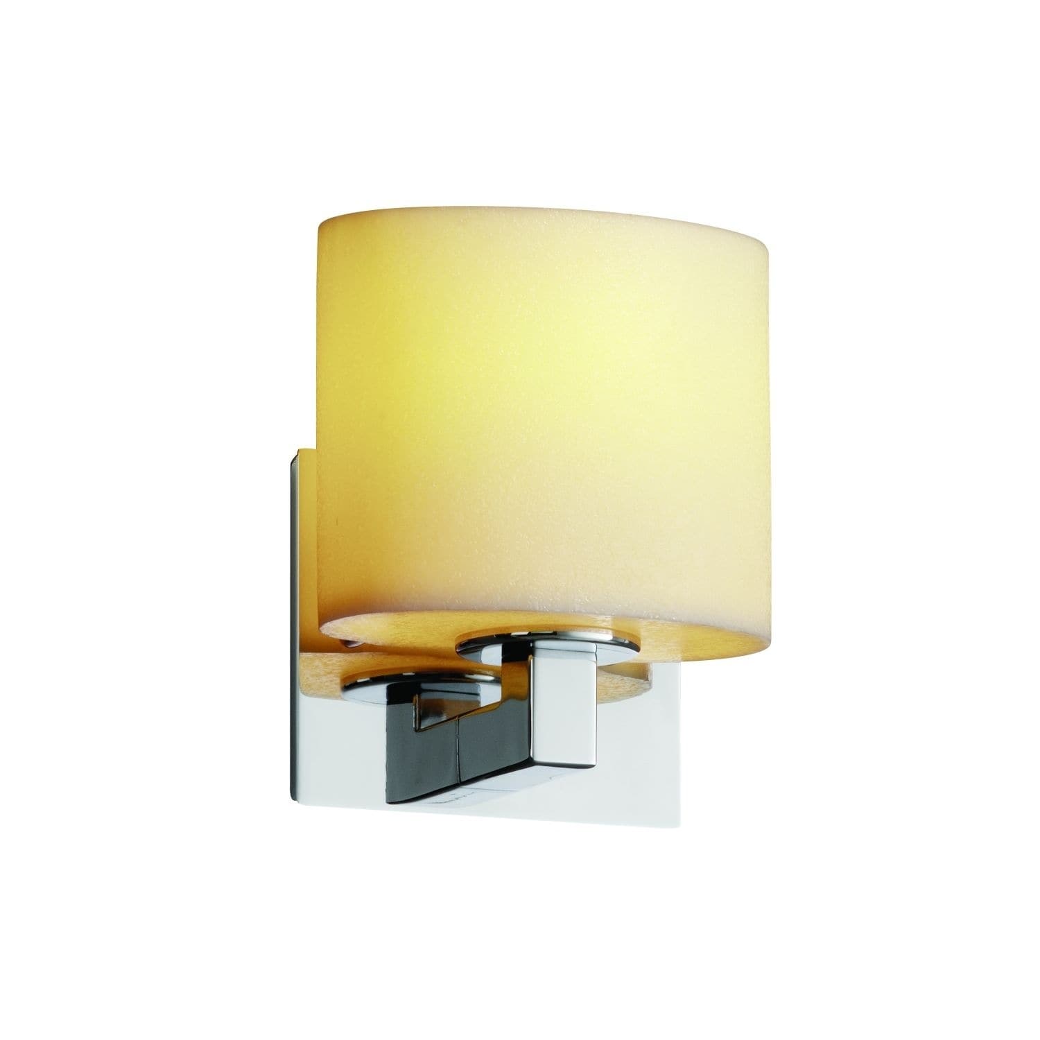 Justice Design Group Candlearia Modular 1 Light Polished Chrome Ada Wall Sconce Cream Oval Shade Silver