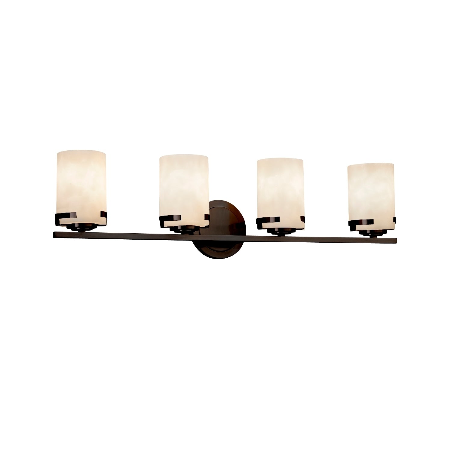 Justice Design Group Clouds Atlas 4 Light Dark Bronze Bath Bar Clouds Cylinder Flat Rim Shade