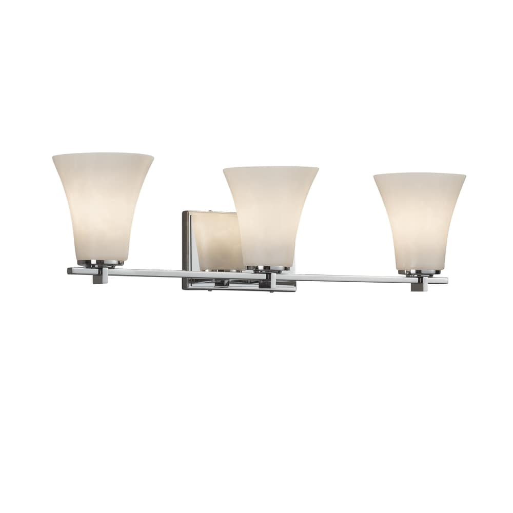 Justice Design Group Clouds Era 3 Light Polished Chrome Bath Bar Clouds Round Flared Shade